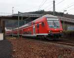 Control cars The RE 9 (Rhein-Sieg-Express) Siegen-Cologne-Aachen, comes ahead of control car from Siegen, here on 12.11.2011 at Betzdorf/Sieg. Pushed by the locomotive is 111 080-8.