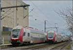 Control cars Meeting of two local trains at Mersch on March 29th, 2009.