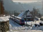 Control cars The local train RB 3211 Luxembourg City-Wiltz is leaving the station of Michelau on January 2nd, 2011.