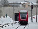 Control cars The RB 3210 is entering into the station of Wiltz on December 5th, 2010.