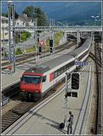 Control cars SBB IC from Brig is entering into the station of Spiez on July 29th, 2008.