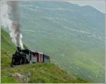 dampfbahn-furka-bergstrecke-dfb Coming from Realp the DFB steam train is arriving at the stop Furka on August 1st, 2008.