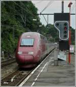 The PBKA Thalys unit 4307 is entering into the station Verviers Central on July 12th, 2008.