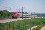 Thalys Cologne-Paris through the Grnhaut forest (B) in May 2010.