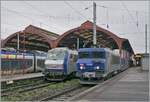 With all the multiple units, it is now rare to see two electric locomotives with passenger trains in the same picture: In Strasbourg, the SNCF BB 22282 with its TER to Saverne and the 26144 with its