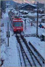 A SNCF TER is arriving at Chamonix Mont Blanc. 
10.02.2015