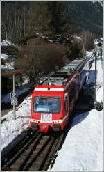 A local train is to St-Gervais les Bains-Le Fayet is arriving at Chamonix.