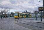 A  Soléa  tram is arriving at the Station Place in Mulhouse.

13.03.2024
