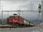 ge-4-4-i RhB Ge 4/4 I 605 with the 'Walser Water' Cargo train in Untervaz-Trimmis. 
02.03.2009