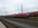 Here are four Diesel locomotives (BR 218) in Hof main station on April 28th 2013.