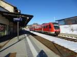Here a lokal train from Wrzburg main station to Hof main station on March 4th 2013 in Schwarzenbach an der Saale.