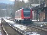 Here you can see a lokal train to Wrzburg main station on March 24th 2013 in Schwarzenbach an der Saale.