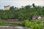 . 612 643 is runnning along the Lahn in Runkel on May 26th, 2014.