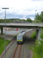 VT 650.718 is driving in Oberkotzau on May 21th 2013.