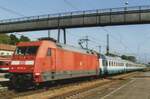 On 22 May 2006 DB 101 113 calls at Rosenheim with an EuroCity from verona with FS/Trenitalia coaches.