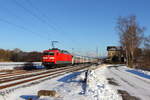 120 132-6 DB with an inter city train is passing the old, muted railway station in Oberlangenstadt/Franconia on the 06/01/2017.