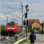 A local train from Hannover is arriving in Norddeich Mole on May 11th, 2012.