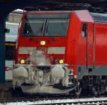 Detail of the 145 231-6 (a Bombardier TRAXX P160 AC) in Konstanz on 02.12.2012.