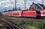 RE to Dortmund with 146 260 pushing, leaves Köln Hbf on 8 June 2019.
