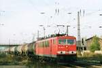 ON 12 September 2005 DB 155 006 hauls an oilt train through Naumburg (Saale) Hbf toward Grosskorbetha.