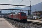 Two DB 185 with a long Cargo Train on the way to Bellinzona in Capolago Riva San Vitale.