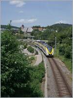 The DB Alstom Coradia Continental 1440 858 near Schluchsee on the way to Seebrugg. 

20.06.2023