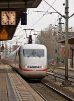 . The ICE 597 Berlin Ostbahnhof - Mnchen Hbf is arriving in Braunscheig main station on January 3rd, 2015.