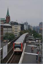 A Hamburger Hochbahn train by the Landungsbrücken.