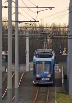 . Tram N 0753 is arriving at the stop Sachsendamm in Braunschweig on January 4th, 2015.