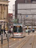 . Tram N 9555 taken near the stop Rathaus in Braunschweig on January 3rd, 2015.