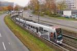 . Test run for the KVB tram N 4074 near the stop Deutzer Freiheit on November 20th, 2014.