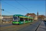 Tram N 2539 is running over the Augustusbrcke in Dresden on December 28th, 2012.