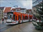 Tram N 707 is arriving at Erfurt Anger on December 26th, 2012.