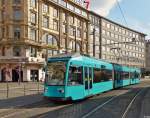 . Tram N 020 is running in front of the main station in Frankfurt am Main on February 28th, 2015.