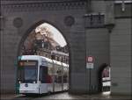 Tram N 427 is running through Nauenertor in Potsdam on December 24th, 2012. 