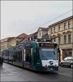 Tram N 402 is running through Friedrich-Ebert-Strae in Potsdam on December 26th, 2012.