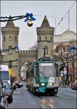 Tatra tram N 154 is running through Friedrich-Ebert-Strae in Potsdam on December 24th, 2012.