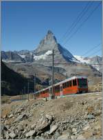 ggb-gornergratbahn GGB train from Zermatt to the Gornergard by the amazing Matterhorn background.
04.10.2011