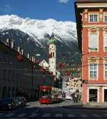 Innsbruck A Tram in the Maria-Theresia Route. 
07.11.2009