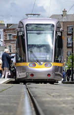 Tram Luas 5028 in Parnell Street, Dublin.