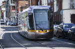Tram LUAS Citadis 3019 in Bernburb Street of Dublin.
