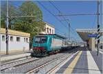 The FS Trenitalia regional train 4413 from Bari to Lecce stops in Polignano A Mare.