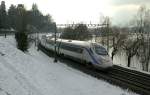 The italian ETR 610 on the way to Milano by Villeneuve. 
12.01.2010