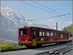 jb-jungfraubahn JB unit BDhe 2/4 208 pictured together with the Jungfrau at Kleine Scheidegg on August 6th, 2007.