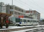 Lausanne A M�tro (M1) TSOL service is arriving in Renens (VD).
21.12.2009