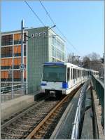 Lausanne The M1 is not alway 'underground' Two TSOL TL Bem 556 by the Station Vigie. 
03.03.2011