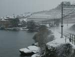 Lavaux In a snow fog: a new Flirt to Lausanne by Rivaz.

