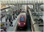 liege-luik-all-stations PBKA Thalys from Cologne is arriving at the station Li�ge Guillemins on April 24th, 2010.