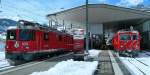 locomotives RhB Ge 4/4 633 and MGB HGe 4/4 in Disentis.
22.03.2008