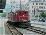 locomotives MGB HGe 4/4 36 is running through the MBG station at Brig on August 7th, 2007.